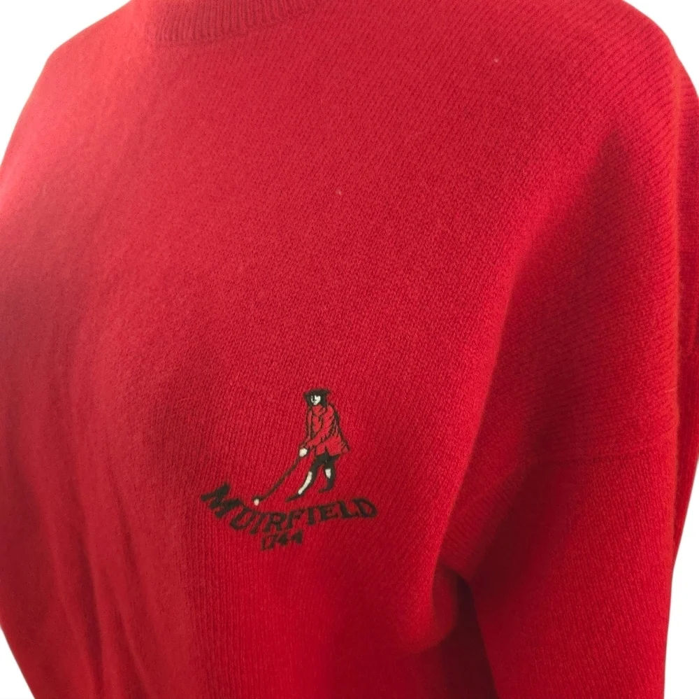 Pringle Of Scotland Vintage Red Wool Embroidered Golf Sweater